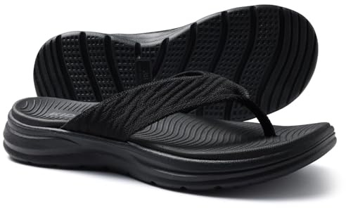 KIDMI Women's Arch Support Flip Flops with Soft Cushion Comfortable Summer Beach Slip On Walking Thong Sandals, Black size 39