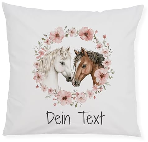 GRAZDesign Kissenbezug Pferde mit Namen personalisiert - Kuschelkissen für Mädchen, Geburtstag, Weihnachten