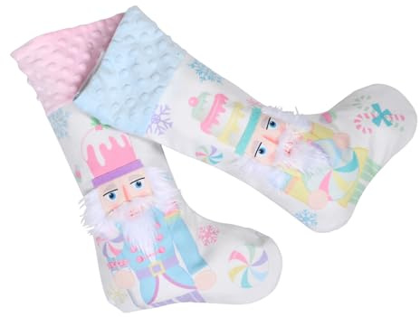 Anneome 2PCS Nutcracker Christmas Stockings Large Capacity Candy Gift Bags for Fireplace Tree Decorations Fade-resistant Vibrant Colors Holiday Stocking Bags for Treats and Presents