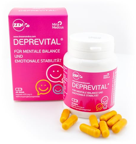 Deprevital - Für Mentale Balance Und Emotionale Stabilität | L-Tyrosin | L-Tryptophan | Vitamin B5 | Vitamin B3 | Vitamin B6 | Vitamin B12 | L-Methylfolat