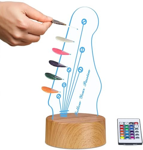 Light Up Guitar Pick Holder,Led Acryl 16 Farben Lampe,E-Gitarre Kopfplatte Geformt Für Picks Lagerung Und Anzeige,Guitar Accessories,Das Perfekte Geschenk Für Gitarristen Zu Geburtstag Und Weihnachten