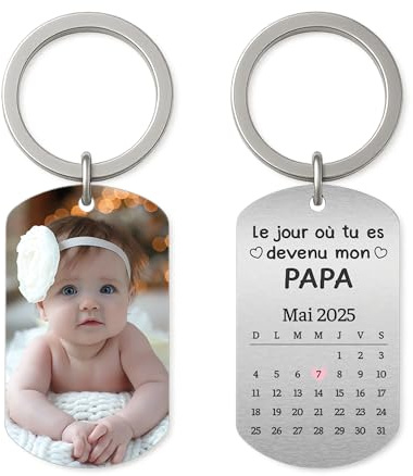 Cadeau Plus Porte Clé Aluminium Personnalisé - Le Jour Où Tu Es Devenu Mon Papa - Porte Cle Personnalisable, Porte Clef Photo, porte clef papa, premiere fete des peres, porte clé fête des pères