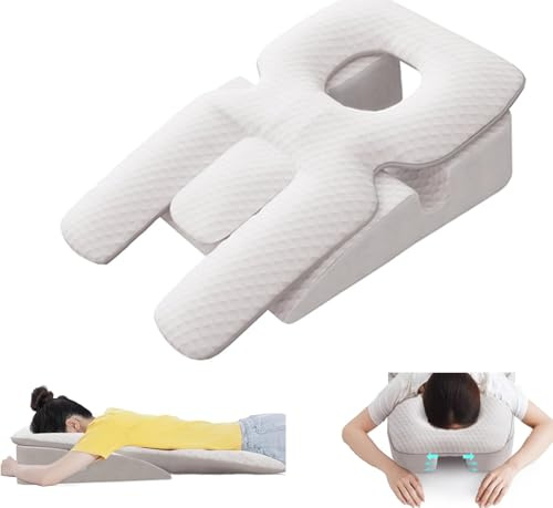 LELEFIDO Gesichtskissen für Bauchlage zum Schlafen - Ergonomisches Lagerungskissen für die Erholung nach Augenoperationen - Modularer Design Bauchkissen mit abnehmbarem Bezug (Weiß)
