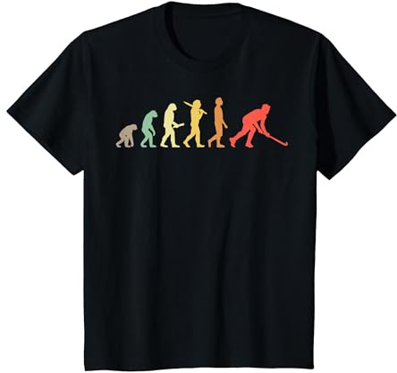 Hockey Evolución Retro Regalo para Jugadores De Hockey Camiseta, Niños, Negro, 10 años