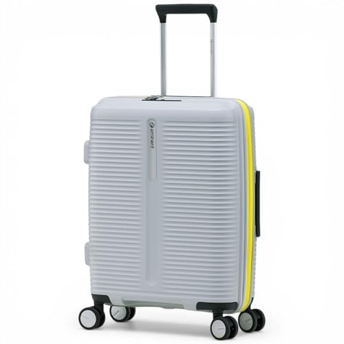 Eminent Finno Handgepäck Koffer 55x40x20, Hartschalenkoffer leicht | 2,5 kg ultraleicht, 39L, erweiterbar 55x40x20 auf 55x40x23, TSA Schloss, 4 Rollen, Kabinentrolley, Polypropylen, Grau