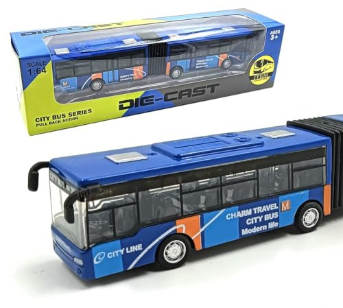 Autobús de Juguete, Coche de Carreras Juguetes, Tirar hacia Vehículos Mini Autobúses de Juguete Vehículos Fricción, Regalos para Niños Cumpleaños (Azul)