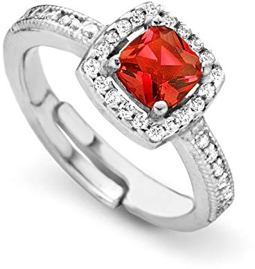 Orphelia Damen-Ring 925 Silber rhodiniert Zirkonia blau Quadratschliff Gr. 50 (15.9)-ZR-7199/BL/50