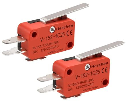 Heschen Micro interrupteur, XV-152-1C25, SPDT, levier de charnière court, 20 A 250 VAC, lot de 2