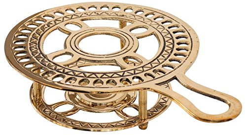 Scaldino della teiera fornelletto in acciaio ottone oro stile antico 24cm