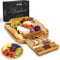 SMIRLY Plateau à fromage et ensemble de couteaux: plateau de charcuterie en bois de 13 x 13 x 2 pouces pour le vin, le fromage et la viande