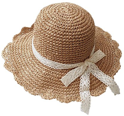 AfinderDE Sommer Strohhut Damenhut Faltbarer Fischerhut Sonnenhut Strandhut Sommerhut Frauen Anti-UV Hut Outdoor breite Krempe Mütze