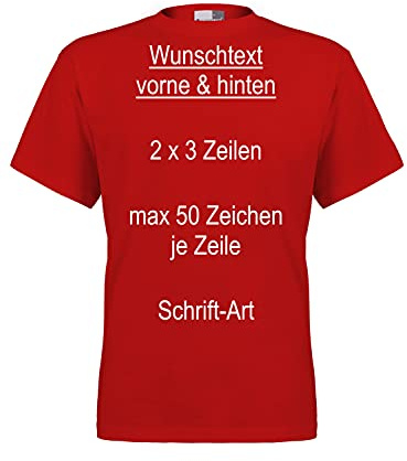 FLOCKex* personalisiertes T-Shirt | Wunschtext auf Front- und Rückseite|Individuelles Design für Junggesellenabschied, Vatertag, Geburtstag & mehr | DTF-Druck in Top-Qualität | Unisex | rot, L