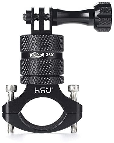 HSU Handlebar Mount for GoPro, 360 Degree Bike Mount Aluminum Alloy for Hero 11/10/9/8/7/6/5/4/3 and Other Action Cameras (Black)
