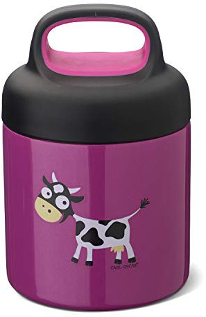 Carl Oscar Kleine Isolierflasche für Suppe, Obstsalat, Nudeln etc. für Kinder, aus Edelstahl, doppelwandig, Rosa, Ø 8,7 x 13,5 cm, 0,3 l