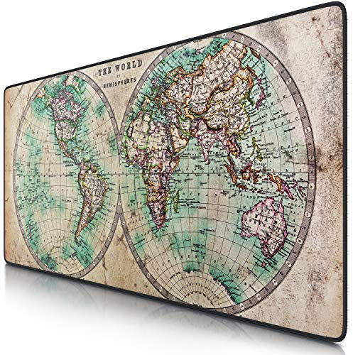 CSL – Tappetino per Mouse Oversize 900x400mm – Mousepad XXL con Stampa - Tappeto Extralarge – per precisione + velocità – per Mouse e Tastiera - Old Map