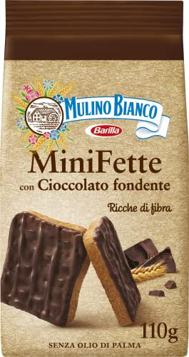 Mulino Bianco Mini Fette Integrali con Cioccolato Fondente, per una Colazione Ricca di Gusto - 110 g
