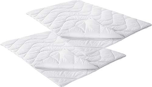 Erwin Müller Vier-Jahreszeiten-Bett Lech mit Faserfüllung, Bettdecke, Ganzjahresdecke, 2er-Pack - optimaler Feuchtigkeitsabtransport, waschbar, in ergonomischer Wellensteppung - weiß Größe 135x200 cm