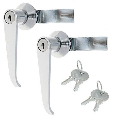 Quluxe 2 Pcs Chrome Zinc Alloy Handle Cabinet Locks Distribution Box Cabinet Door Handle Locks with Keys for Secure Important Files and Drawers