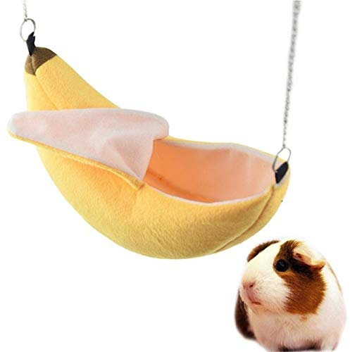 LHHA Bananen Hamster Bett Haus Hängematte Kleintier Warmes Bett Haus Käfig Nest Hamster Zubehör für Sugar Glider Hamster Kleines Vogel Haustier (Banane)