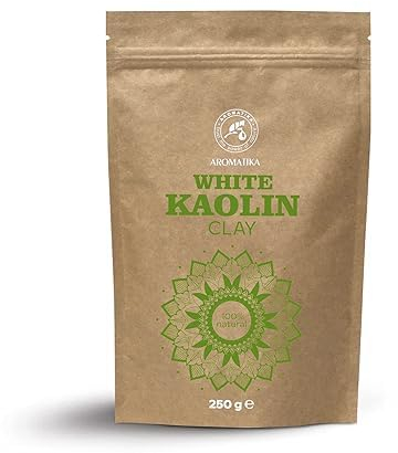 Kaolin Weiße Tonerde Pulver 250 g - Kaolin Weißer Ton - Kaolin Clay - Reinigung für Gesicht & Kopfhaut & Körper - Kosmetikton für natürliche Gesichtsmaske Peeling - Haarpflege mit Kaolin