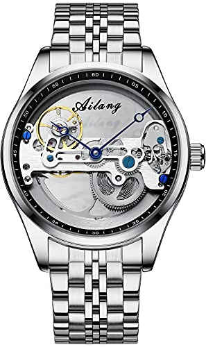 rorios Mode Herren Uhr Automatikuhr Mechanische Armbanduhr mit Edelstahlband Wasserdicht Tourbillon Uhren für Männer Herren