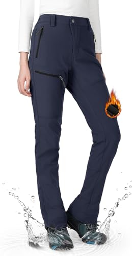Wespornow Damen Wanderhose Wasserdicht Thermohose Gefüttert Outdoorhose Softshellhose Skihose Warm Ski Pants Women Schneehose Kletterhose Jagdhose Trekkinghose Winter Regenhose(Blau,S)