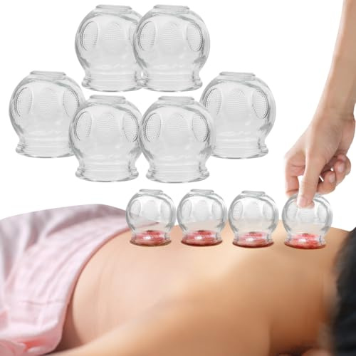 Healifty 6Pcs Cupping Therapy Sets: Glass Fire Thick Glass Cupping Set Chinese Acupoint Vacuum Cupping Therapy for Massage Back Relieve Fatigue