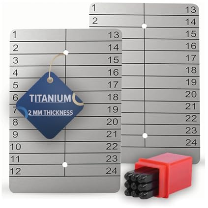Hooe England 2 x Titanium Crypto Seed Storage Cold Storage Laser Graviert Metall Plate Metal Plate Externe Brieftasche Bitcoin Mnemonic Satz Crypto Currency Word Recovery Kit mit 9 Nummernstreifen