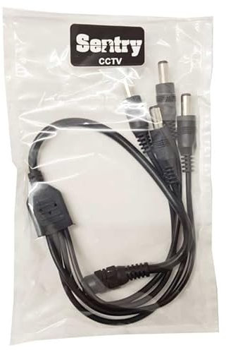 Sentry CCTV 4 Way Power Splitter Cable for PSU Camera Power Supply Y-Splitter Cable 5.5mm x 2.1mm 1 female in 4 male out