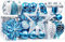 SHareconn 106pcs Christmas Baubles Ornaments Set, Shatterproof Plastic Decorative Baubles for christmas tree decorations, Holiday Wedding Party Decoration with Hooks Included, Blue & White Silver