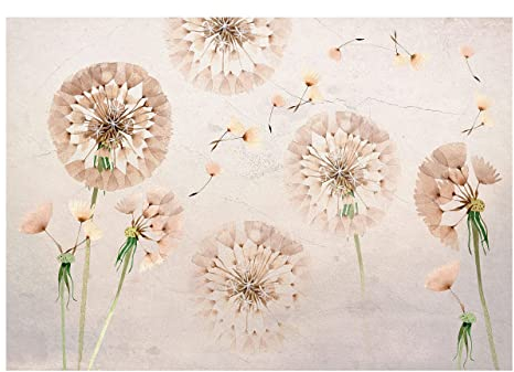 Forwall Fototapete Pusteblume Betonoptik Moderne Wohnzimmer Schlafzimmer Vlies Tapete Motivtapeten Wandtapete UV-Beständig Montagefertig (416x254 cm - 4 Bahnen)
