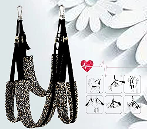 Columpio de Yoga de Techo de Nailon Con Estampado de Leopardo, Hamaca Voladora Con Kit de Montaje, Bordes Lisos Para Fitness y Ejercicio, Incluye Bloques