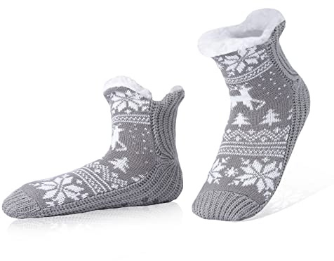 WOTENCE Calze Pantofole Antiscivolo Termiche Calze Uomo Invernali Calzini Termici Calde Calza Pantofole Antiscivolo con Pinze Fodera in Pile per Inverno