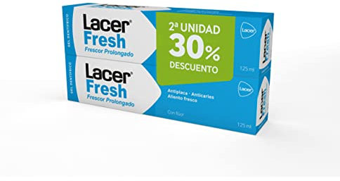 LACERFRESH - Gel Duplo 125 ml, Antiplaca Dental, Previene la Caries, Protege las Encias, Enmascara el Mal Aliento, Boca Fresca, Sana y Protegida, Efecto Prolongado