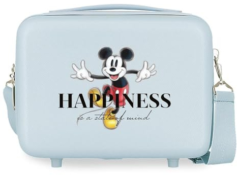 Disney Mickey Happiness Anpassbarer Kulturbeutel mit blauem Schultergurt 29 x 21 x 15 cm, starres ABS, 9,14 l, 2,52 kg