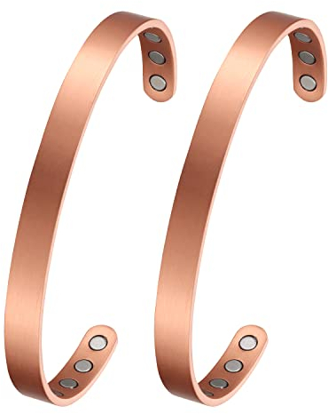 MagEnergy Kupfer-Armband für Männer und Frauen 99,9% reines Kupfer Armreif 6,8 einstellbar mit 8 Magneten (Kupfer 2)