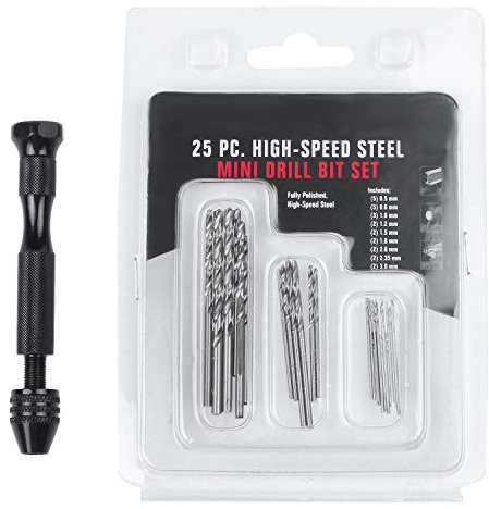 Lubrol Hand Twist Drill Set, DIY Precision Pin Model Mini Hand Twist Drill Bit with 25 Pieces 0.3 mm 3.0 mm Drill Bits (Black)