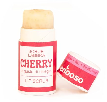 Enooso - Lip Scrub Balm für trockene Lippen 10 mL - Natürlicher Lippenbalsam mit Zuckerkristalle, Sheabutter & Vitamin E - Feuchtigkeitsspendende Exfoliator Lippenpflege für trockene und rissige Haut