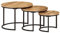 vidaXL Satztisch 3-TLG., Couchtisch Holz-Tischplatte Eisenbein, Beistelltisch für Wohnzimmer, Wohnzimmertisch, Industrie-Stil, Raues Massivholz Mango
