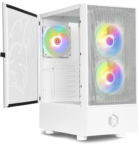 EMPIRE GAMING - Case PC Gaming Sapphire - ARGB Media Torre ATX/Micro-ATX/ITX - Porta Laterale in Vetro Temperato - 3 Ventole 3 pin 5 Volt LED RGB Indirizzabile 120MM - MB Sync - Bianco