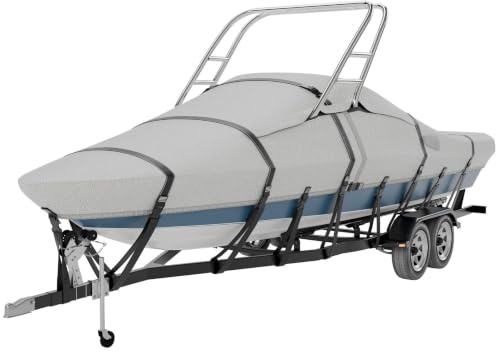 Tuszom Housse de Bateau 900D 100% imperméable en Toile de Polyester de qualité Marine remorquable Pleine Taille pour Bateau Tour de réveil