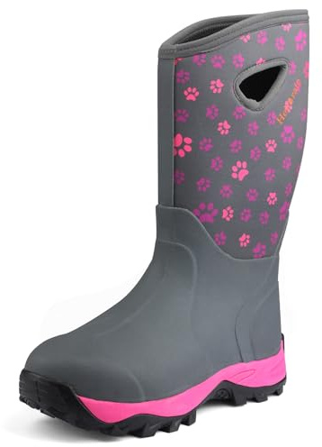 Hellorain Women's Rain Boots, Neoprene Rubber Boots, Waterproof Insulated Barn Boots, Girls Mud Working, Gardening, Farming, Fishing wadooks