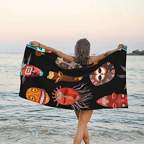 SYLALE African Ritual Ethnic Tribal bedrucktes Mikrofaser-Badetuch, schnelltrocknend, 70 x 140 cm, perfekt für Bad, Strand und Reisen
