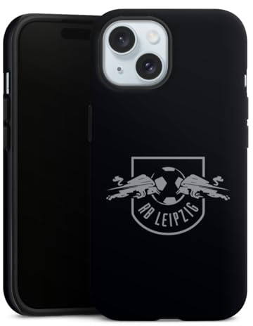 Panzer Handyhülle kompatibel mit Apple iPhone 15 robuste Outdoor Hülle Schutzhülle matt Offizielles Lizenzprodukt RB Leipzig Logo