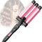 25MM Lockenstab 3 Fässer Welleneisen - Lockenstab Einstellbar Schnell Eerhitzendes Lockenstab für Langes Kurzes Haar, Rosa