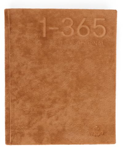 Myga 365 Tage Tagebuch – A5 unliniertes Notizbuch & Tagesplaner mit dickem Papier – Wildleder Hardcover undatiert Tagebuch mit 365 leeren Seiten für Schule, Büro & Zuhause – Hellbraun