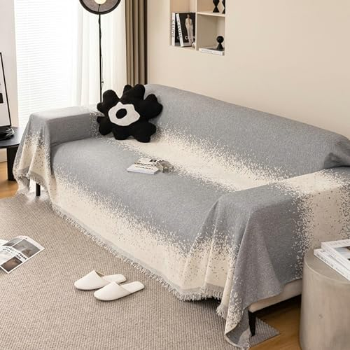 Ayoiow Schlafsofa Bezug Sofabezug Grau Sofa Überzug 4 Sitzer Chenille Einfarbiger Farbverlauf