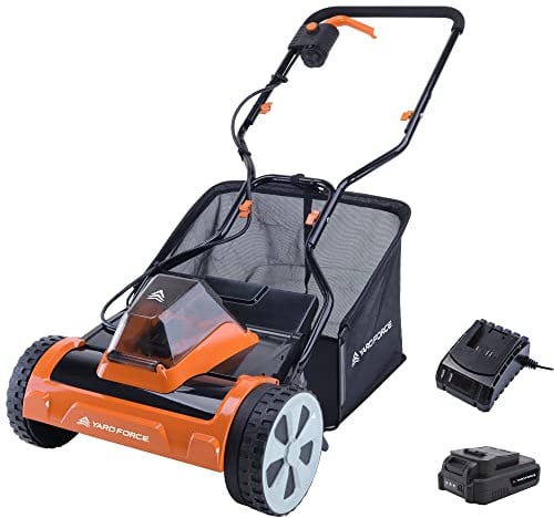 Yard Force LM C38A Rasenmäher, spiralförmig, kabellos, 20 V, Schnittbreite 38 cm, CR20 – LM C38A, Orange