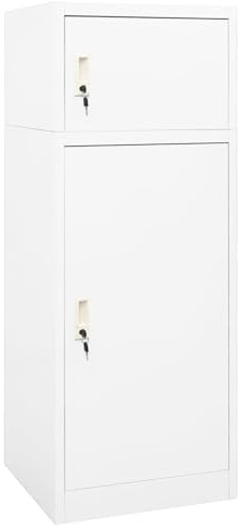 DJEKA Sattelschrank Sattelspind Stallspind Weiß Metallschrank Mit abschließbaren Tür 53x53x140 cm Aufbewahrungsschränke Sattelkammer Spind Reitsportausrüstung Stahl