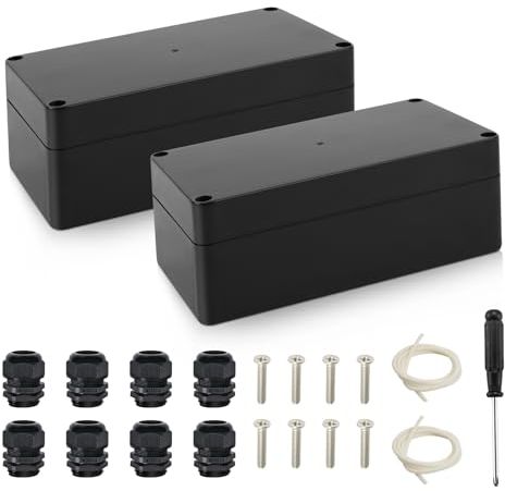 QLOUNI 2 Stück Abzweigdose Aufputz IP65 Wasserdicht 158 × 90 × 60 mm ABS Abzweigdose Elektrische Projektbox Abzweigdose Gehäuse Electronic Project Box Verteilerdose Elektrische Anschlussbox (Schwarz)